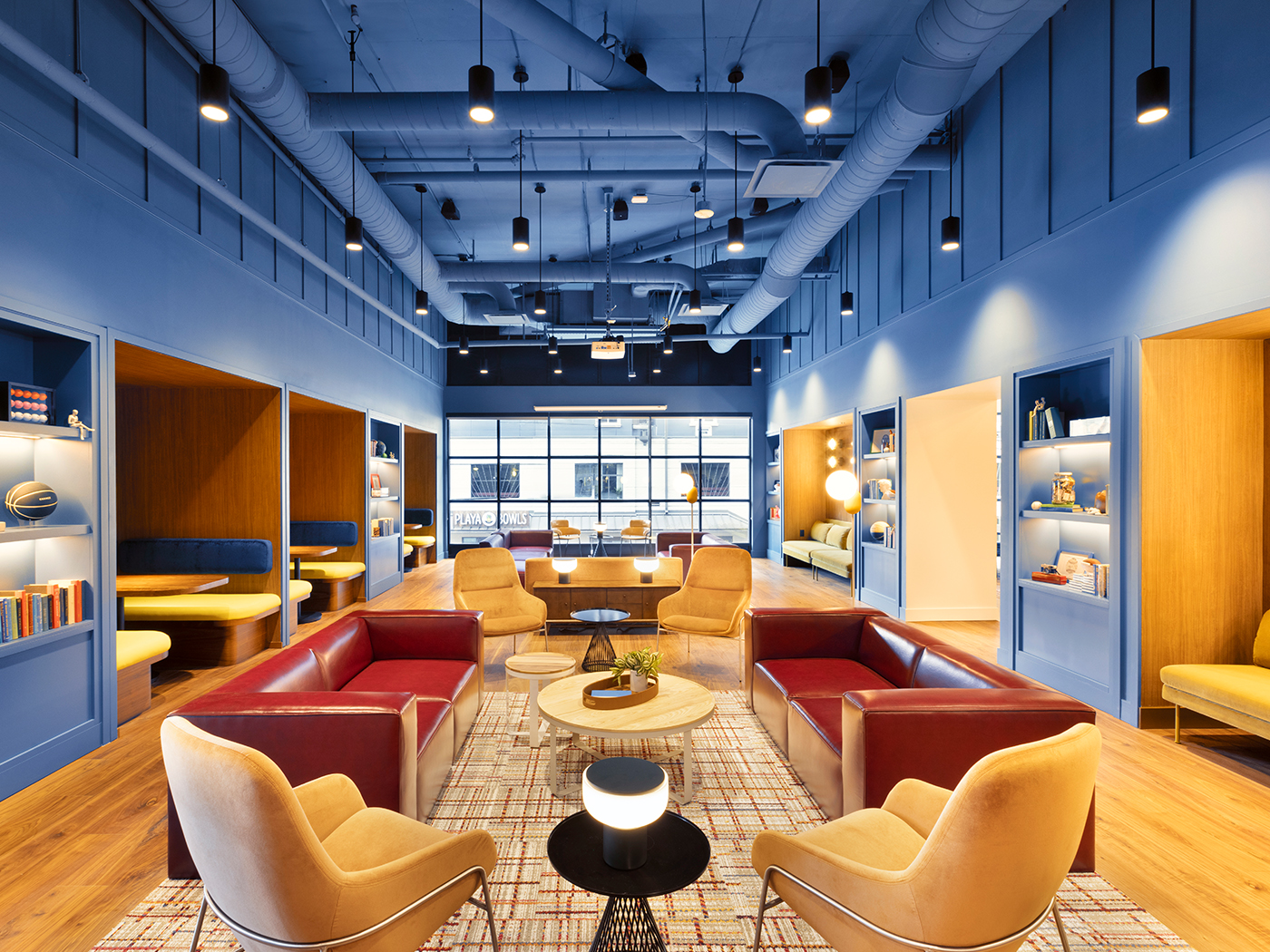 resident lounge with study booths