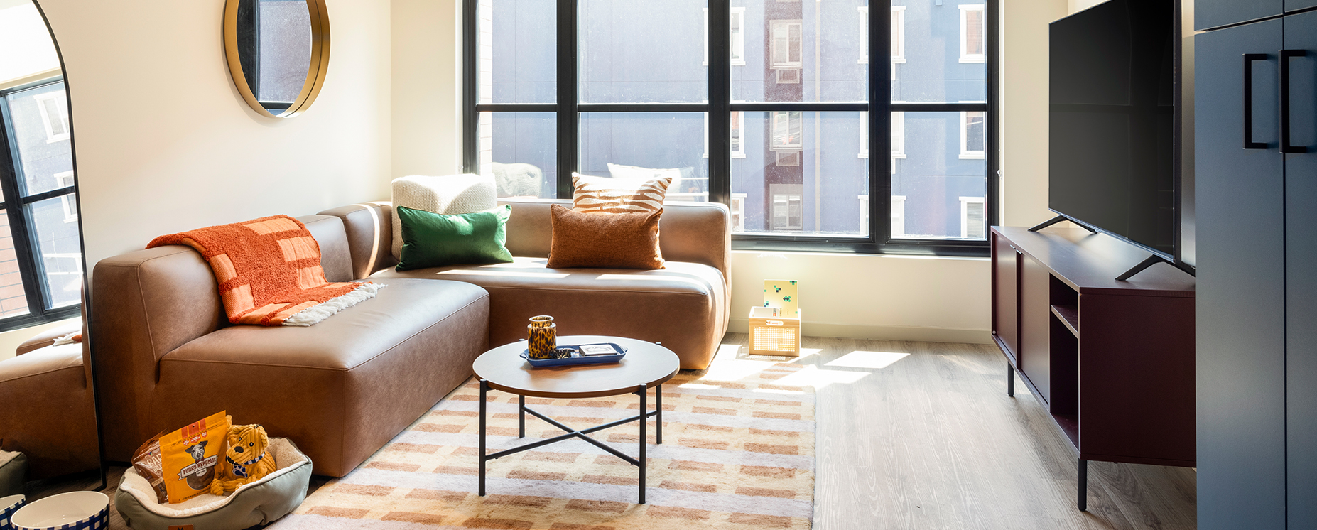 living room with a TV